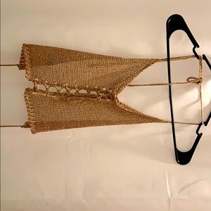 Gold lace-up halter top